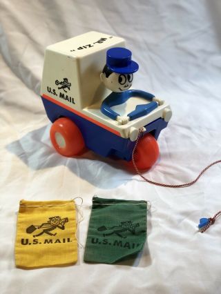 Mr Zip Us Mail Pull Toy Vintage Kusan