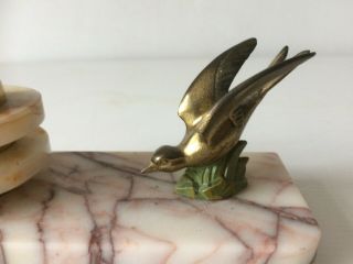 Vintage French Art Deco Style Lamp Brass Bird on Marble 4