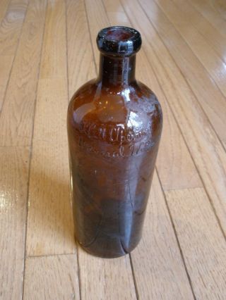 1800s Amber Glass Well Apievient Mineral Water Bottle - Apothecary