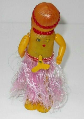Vintage 1940`s - 50`s Occupied Japan Toy Celluloid Wind - up Hula Girl,  NOS 2