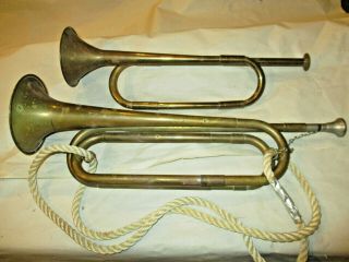 2 Vintage Brass Bugle S 1 By U.  S Regulation The Other Unknown Well