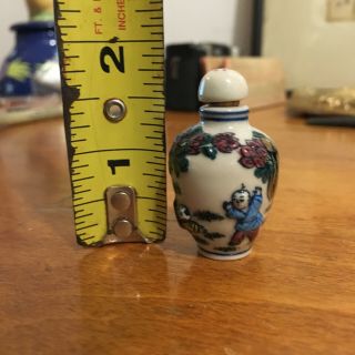 Vintage Chinese Snuff Bottle Porcelain Painted Kids Playing Flowers Signed?