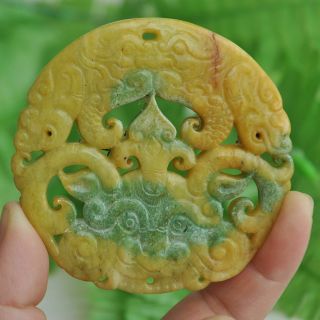 Chinese Ancient Old Hard Jade Hand - Carved Pendant Necklace Beast M20