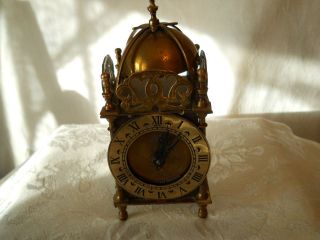 Vtg Smiths English Brass Lantern Clock 8 Day Cased Nell Gwynne Carriage Mantle