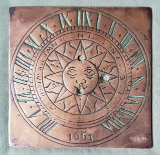 Arts And Crafts Brass Sundial,  Dated 1661