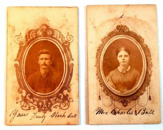 Cdvs Of Charles Ball & Wife,  He Was In 11th Va Cavalry,  Originally From Indiana