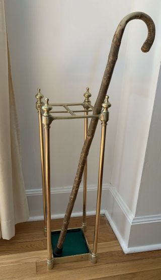 Vintage Victorian Brass Umbrella Or Walking Stick Stand.  27” High X 8” Square
