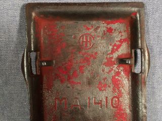 Antique McCormick - Deering Cast Iron Tool Box Lid MA 1410 Sickle Bar Mower 4