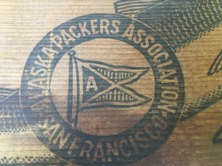 VINTAGE OLD WOODEN CRATE ALASKA Packers Ass.  San Francisco Pink Salmon 3