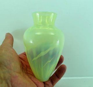 Art & Crafts Vaseline glass lamp shade Powell ? W A S Benson 14 X 8.  5 cm 8