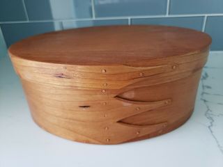 Vintage Shaker Oval Hand Crafted Wood Box By Orleans Carpenters,  Mass,  Euc