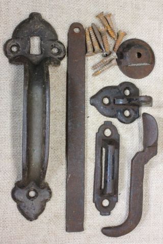 Large 8 3/4 " Thumb Latch Barn Door Old Handle Heavy Duty Iron Vintage 1880’s