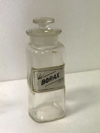 Vintage Late 1800s Wt.  Co.  Borax Apothecary Bottle W Stopper