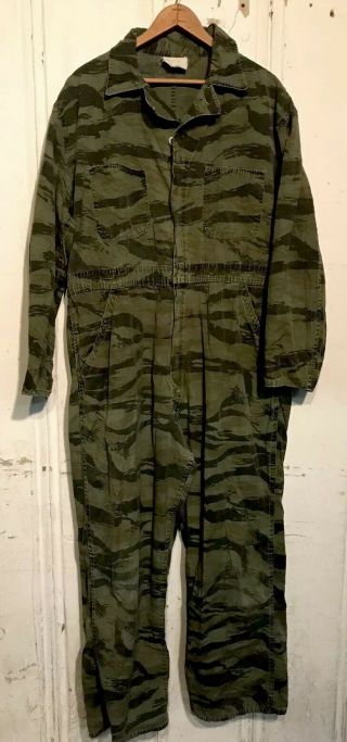 Vintage Vietnam Era Tiger Stripe Camo Military Coveralls 60s 70s