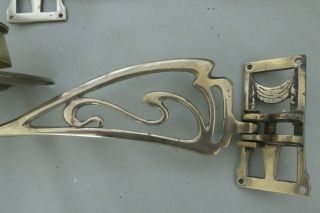 ART NOUVEAU BRASS CANDLE SCONCES.  Rd.  527794 2