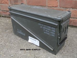 Us Army Large Metal Ammo Box Tool Box Storage Ammunition Olive Surplus Tin Box