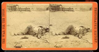 Stereoview Photograph E.  T.  Anthony Civil War Views Dead Rebel Soldier Peters 12