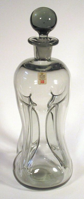 1960s 1970s Vintage Holmegaard Denmark Kluk Kluk Decanter Gray Smoked Glass