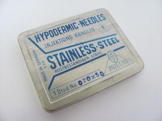 1950s VINTAGEGERMAN DDR MEDICAL TIN BOX SET OF 12 HYPODERMIC NEEDLES, . , . 5