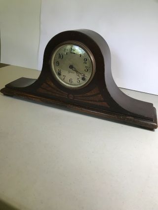 Vintage Sessions Chime Humpback Mantle Clock 2 Key Wind 21 1/2” Long Antique