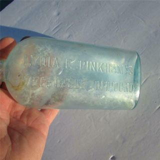 Vintage Aqua Blue Apothecary Bottle,  Lydia E Pinkham ' s Vegetable Compound 2