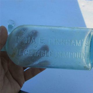 Vintage Aqua Blue Apothecary Bottle,  Lydia E Pinkham ' s Vegetable Compound 5