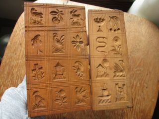 2 Antique German Black Forest - Carved Wood - Springerle Cookie Board Molds 3