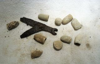 Civil War Bullets & Wrench (11) Which Were Dug Up In The 1970 