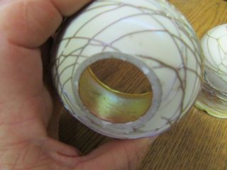 RARE SIZE QUEZAL Threaded Art Glass Lamp Shade Tiffany A PAIR SMALL SIZE 2