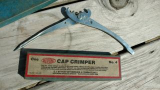 Dupont No.  4 Blasting Cap Crimper with box Har Rock Mining Tool Antique 3