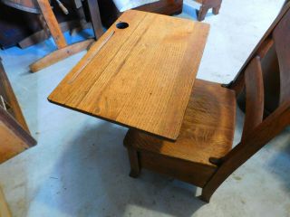 Vintage Oak Langslow Fowler Moulthrop Adjustable School Desk/Chair 3