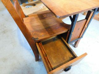 Vintage Oak Langslow Fowler Moulthrop Adjustable School Desk/Chair 6