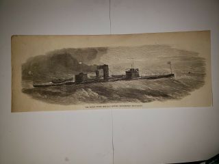 Uss Monadnock Iron - Clad Ship Civil War 1865 Hw Sketch Rare