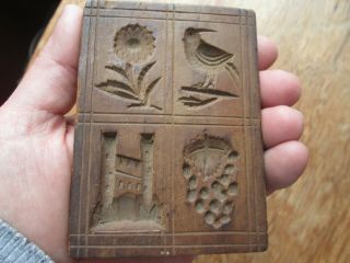 2 Antique German Black Forest - Carved WOOD - SPRINGERLE COOKIE BOARD MOLDS 2 5