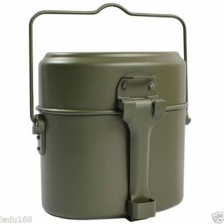 Army Soldier Military Mess Kit Lunch Box Canteen Kettle Pot Food Cup Bowl Set