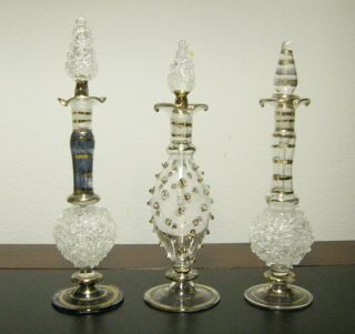 Vintage Handmade Glass Apothecary Perfume Bottles With Stoppers