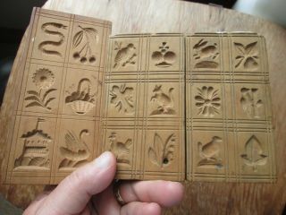 3 Antique German Black Forest - Carved Wood - Springerle Cookie Board Molds 1