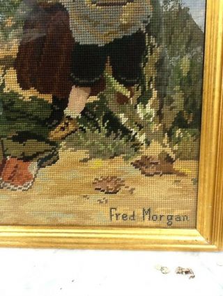 TAPESTRY WOOLWORK FRED MORGAN PIECE IN FRAMED & GLAZED 4