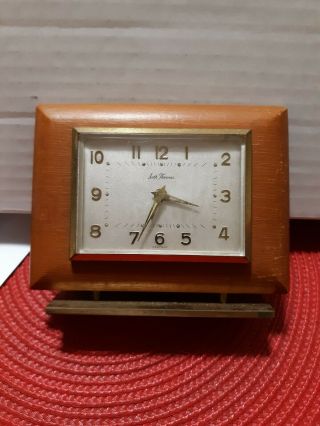 Rare Vintage Alarm Clock Seth Thomas Germany Wood Metal Pedestal