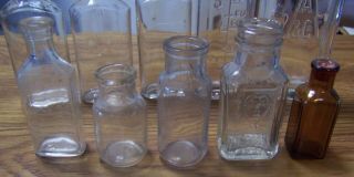 10 Vintage Antique Glass Bottles Medicine,  Baby,  Mercurochrome,  Cebhardt Eagle 3