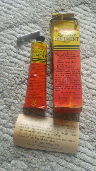 Vintage Dr.  Young’s Rectal Ointment W/ Applicator Pipe Quack Medical Devices
