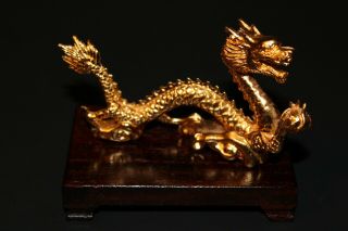Risis 24k Gold Plated Chinese Zodiac Dragon With Wooden Stand