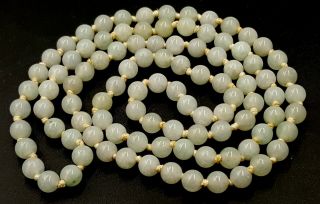 Antique Chinese White Jade Beads Necklace