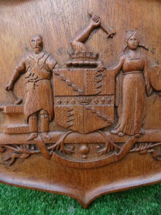 19thC.  GOTHIC,  HERALDIC WOODEN OAK PANEL WITH HERALDIC CARVINGS c1880s 5