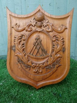 19th C.  Gothic,  Heraldic Wooden Oak Panel With Heraldic Carvings C1880s