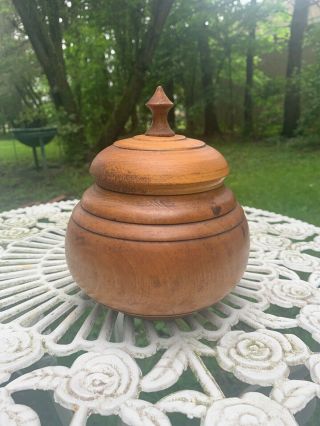 Antique 1800’s Treenware Sugar/spice Container With Lid