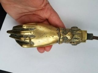 Very Early Antique Large Solid Brass Hand Shaped Door Knocker