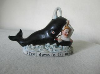 Antique Schafer & Vater Figurine,  Whale & Man,  Down In The Mouth