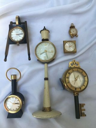 (6) —antique Mechanical Wind - Up Table/desk Clocks For Parts/repair