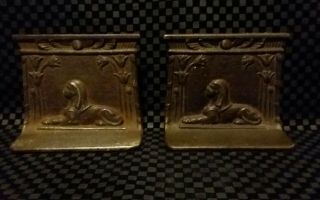 Antique 1920 ' s Bradley&Hubbard Egyptian Sphinx Cast Iron Book Ends 2